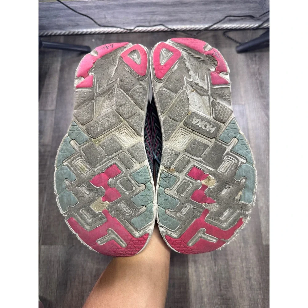 Hoka One One Clifton 4 Womens Running Shoes Grey Pink Blue 1016724 Size 8